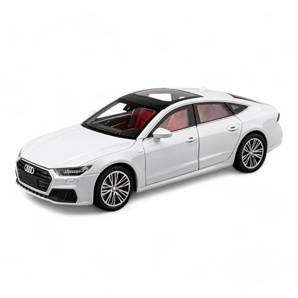 Carro em Miniatura AUDI A7 1:24 em Metal com Luzes e Som Branco -  MiniRare