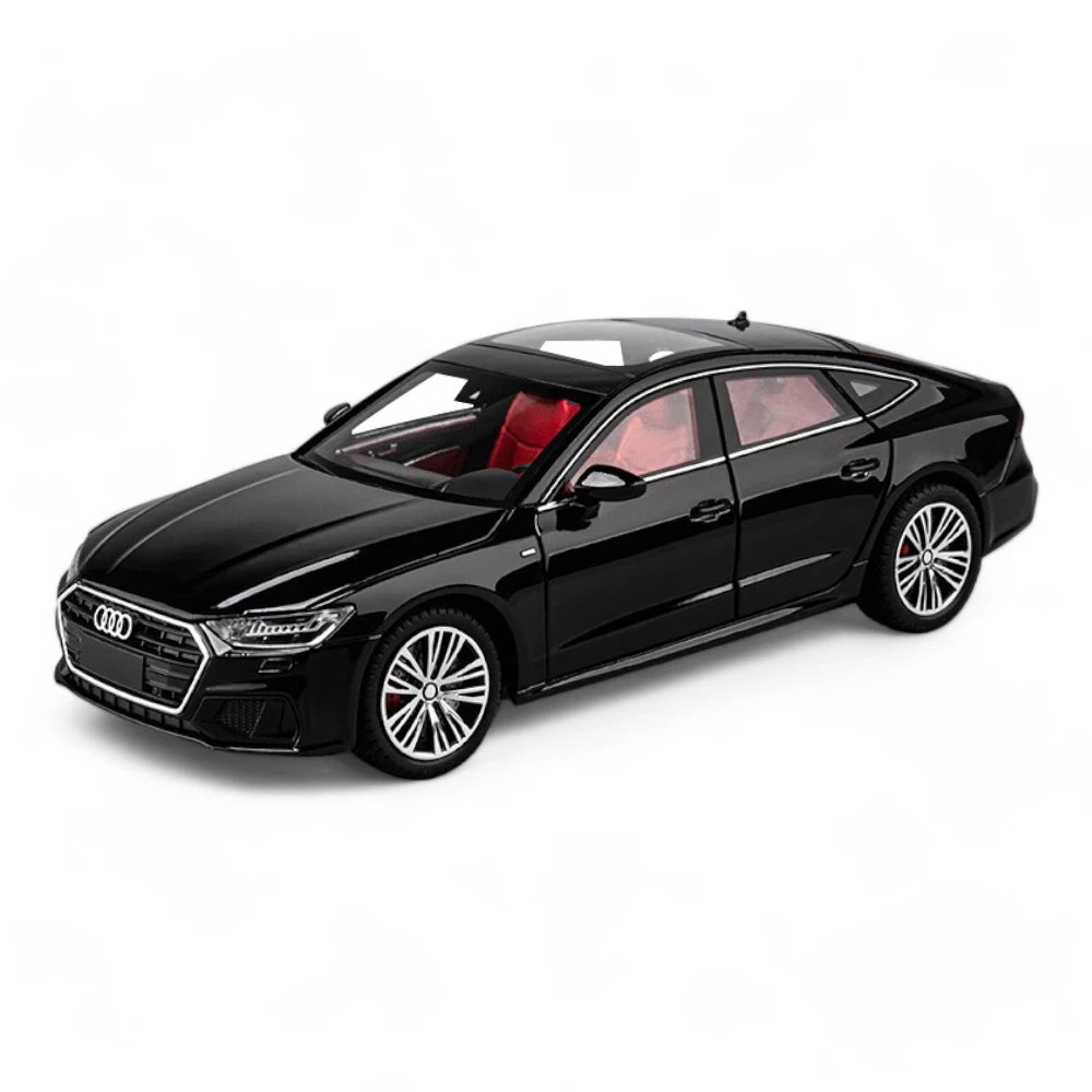 Carro em Miniatura AUDI A7  1:24 em Metal com Luzes e Som preto - MiniRare