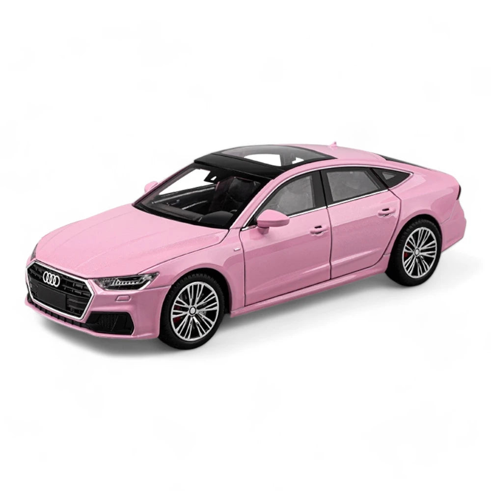 Carro em Miniatura AUDI A7 1:24 em Metal com Luzes e Som rosa -  MiniRare