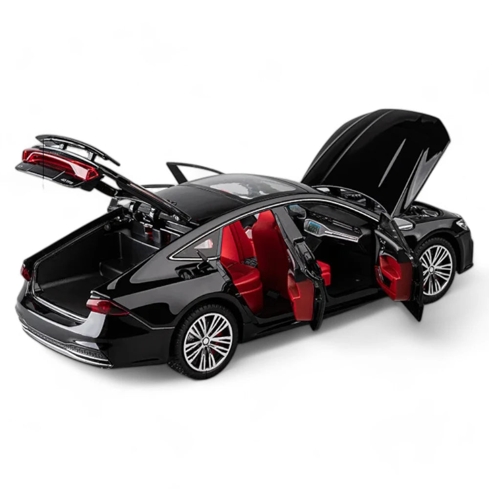 Carro em Miniatura AUDI A7 preto 1:24 em Metal com Luzes e Som - MiniRare