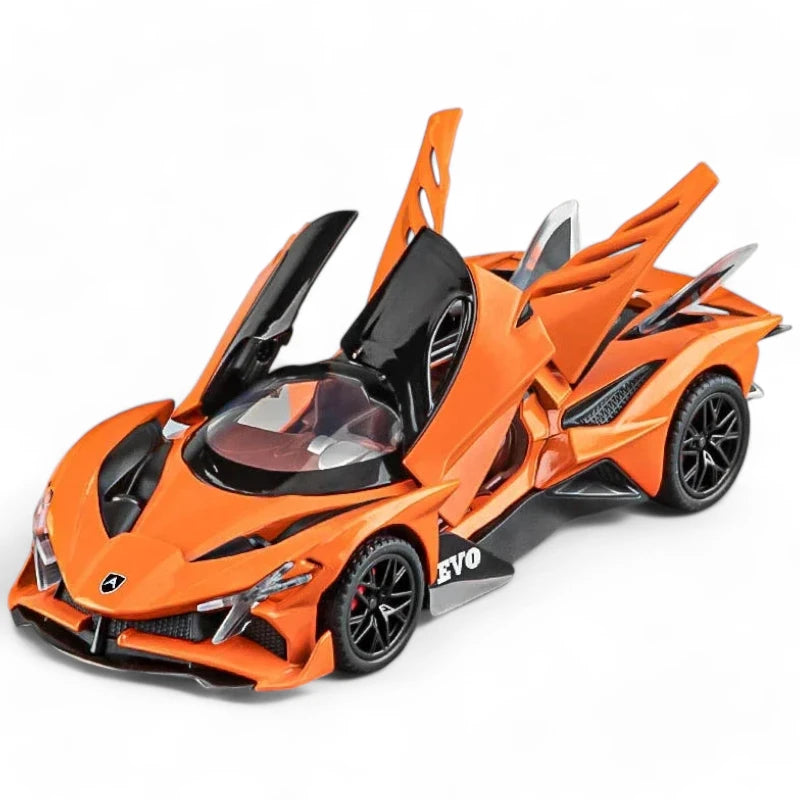 Carro em Miniatura Apollo EVO 1:32 em Metal com Luzes e Som laranja - MiniRare