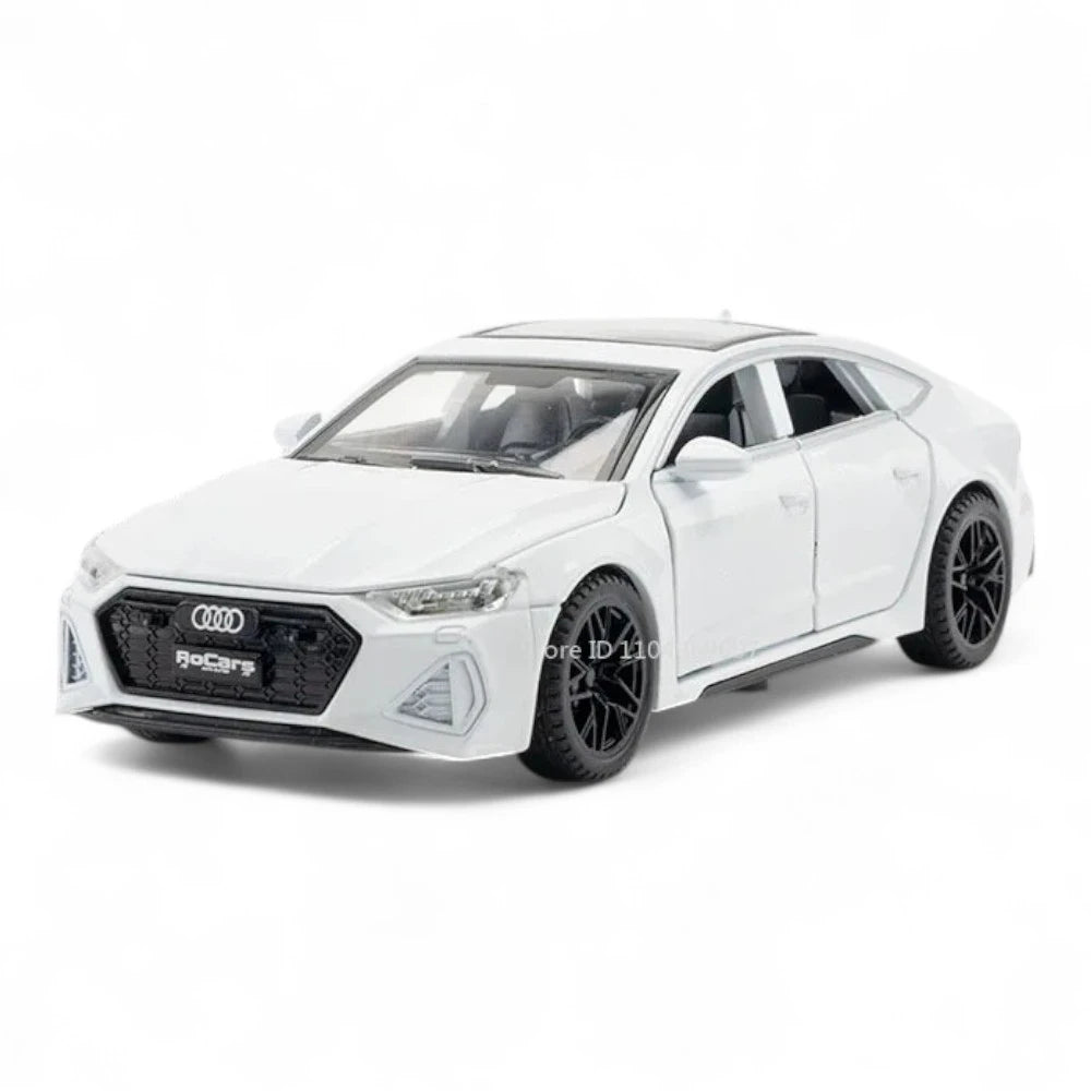 Carro em Miniatura Audi RS7 Sportback 1:32 em Metal com Luzes e Som Branco  - MiniRare