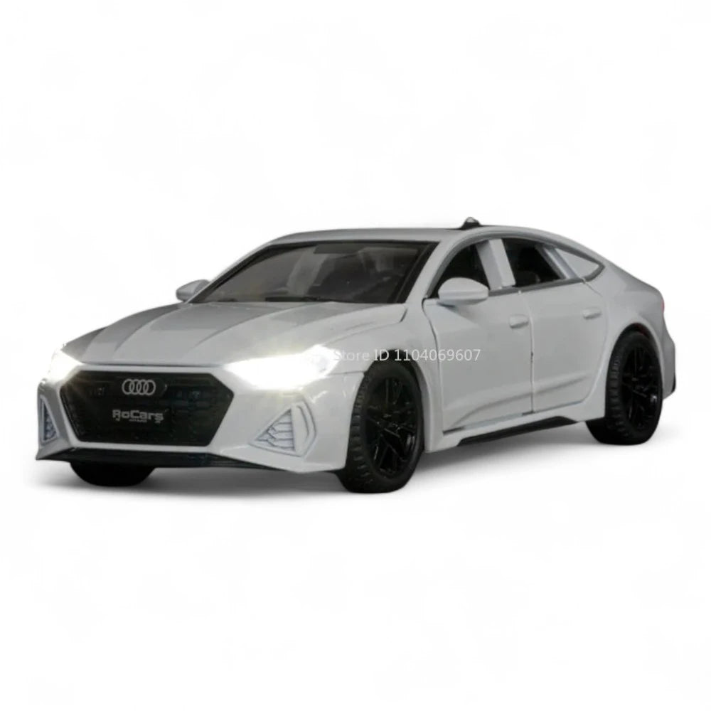 Carro em Miniatura Audi RS7 Sportback 1:32 em Metal com Luzes e Som farol B - MiniRare