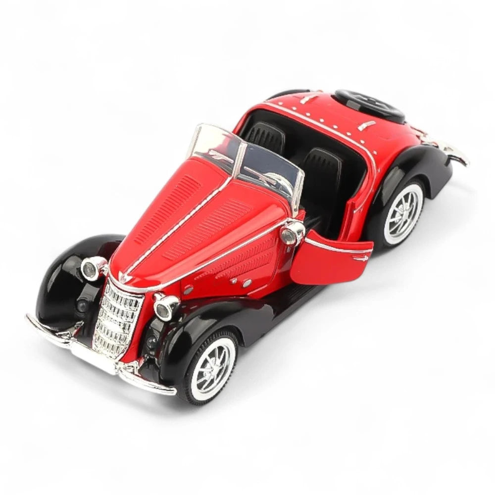 Carro em Miniatura Audi Wanderer W25K Roadster 1936 1:32 em Metal com Luzes e Som Vermelho - MiniRare