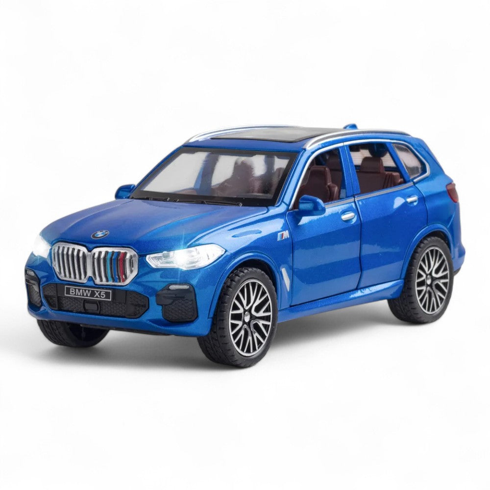 Carro em Miniatura BMW X5 1:32 em Metal com Luzes e Som Azul - MiniRare