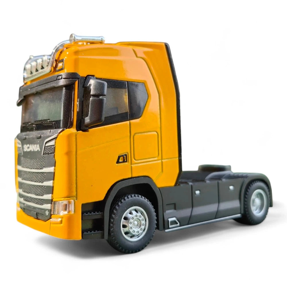Carro em Miniatura Caminhão Scania 1:50 em Metal Amarelo - MiniRare
