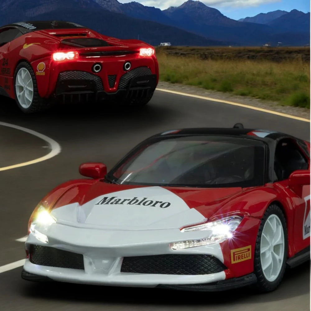 Carro em Miniatura Ferrari SF90 Marlboro 1:32 Vermelha1 em Metal - MiniRare