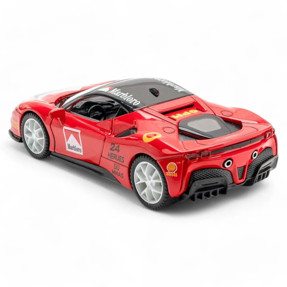 Carro em Miniatura Ferrari SF90 Marlboro 1:32 em Metal Vermelha - MiniRare