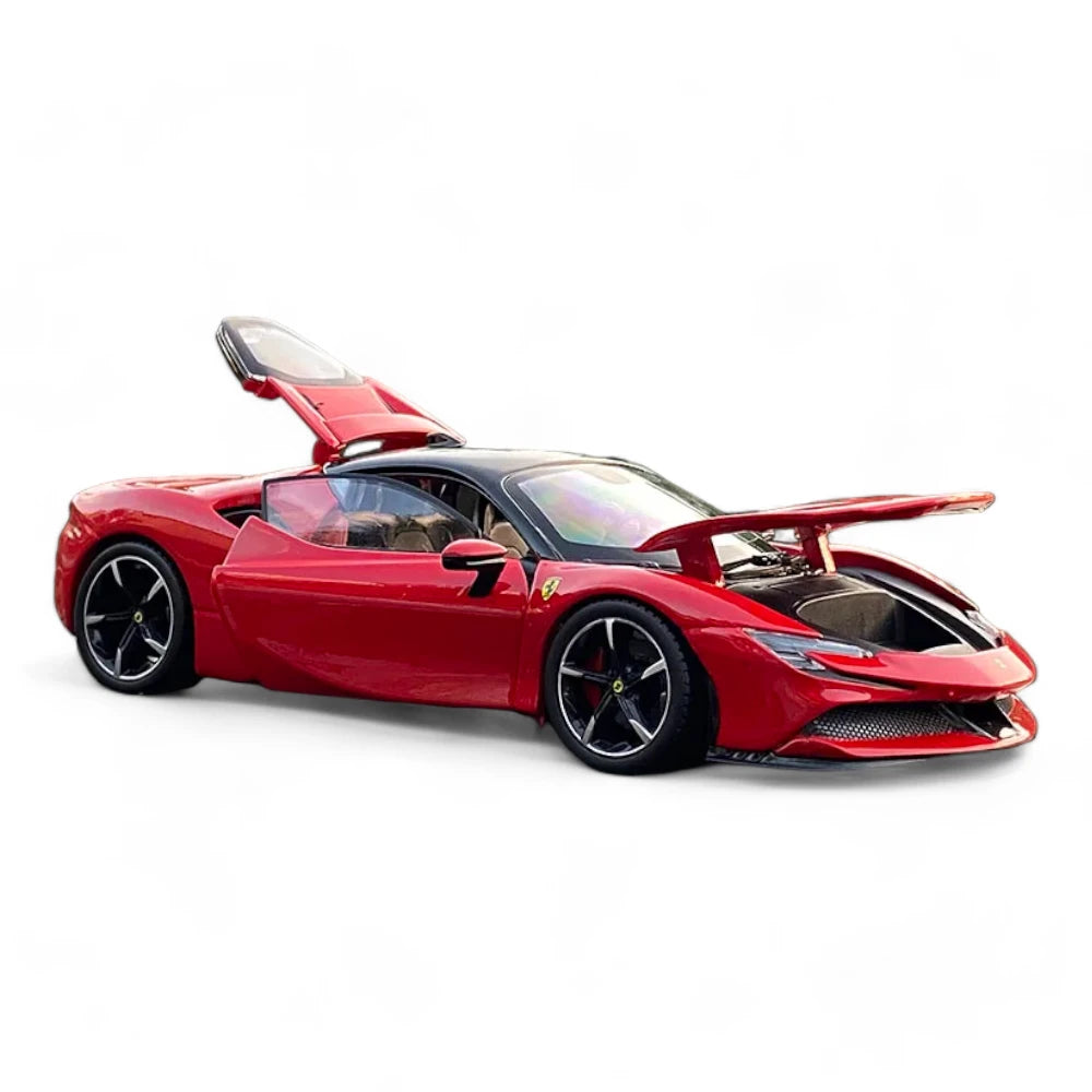 Carro em Miniatura Ferrari Vermelho SF90 STRADALE 1:24 em Metal