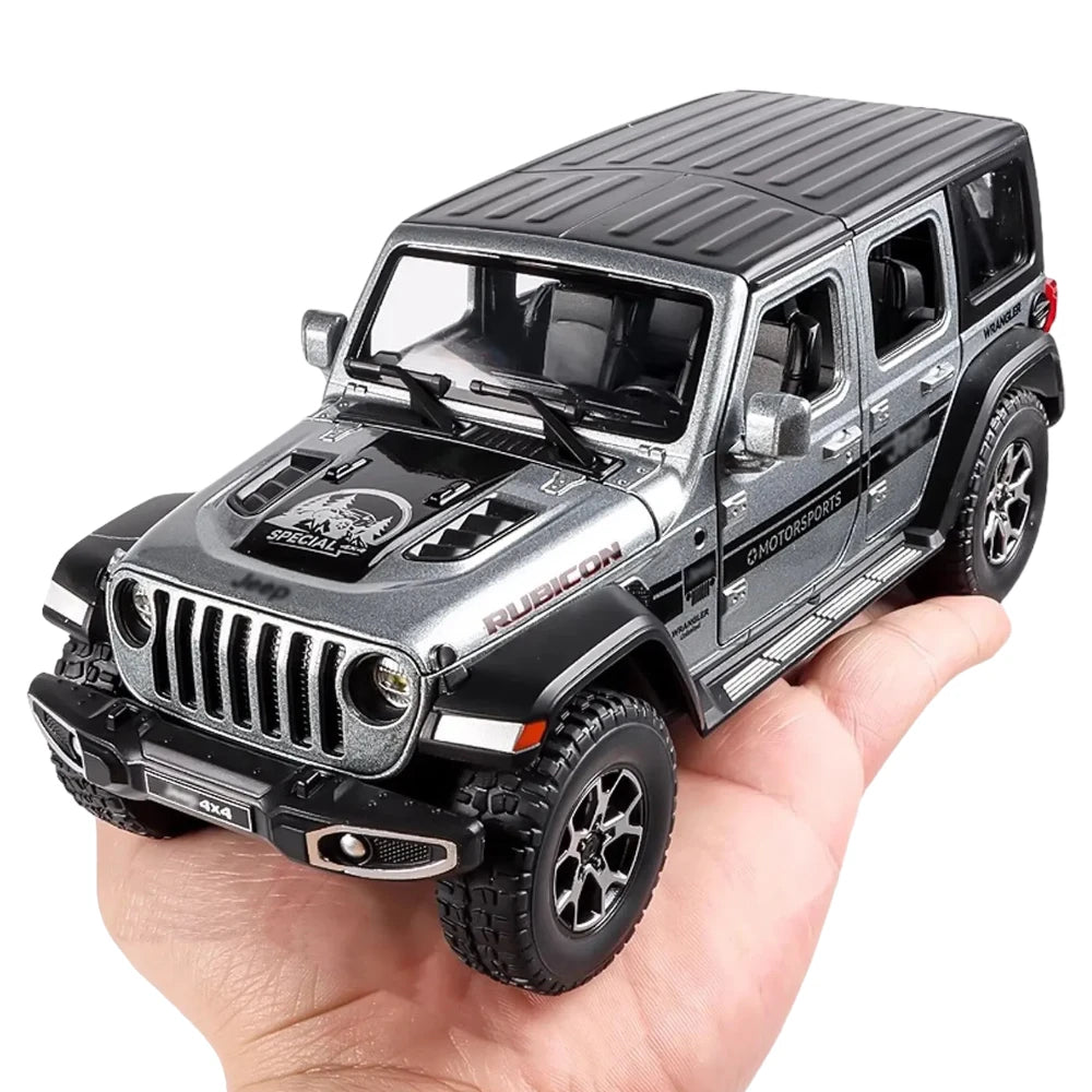 Carro em Miniatura Jeep Wrangler Rubicon 4x4 Prata Escala 1:22 1 - MiniRare