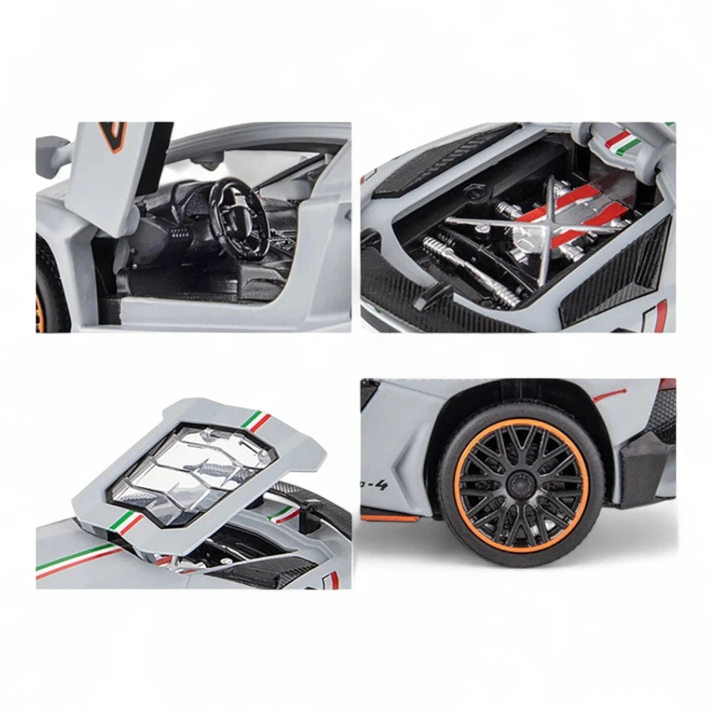 Carro em Miniatura Lamborghini Aventador LP-780-4 Ultimae 1:32 em Metal com Luzes e Som detalhes - MiniRare