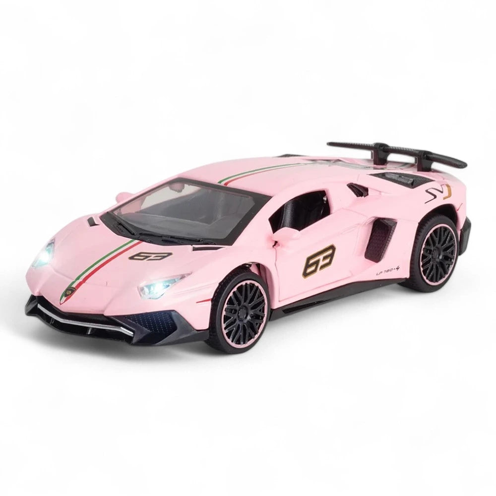 Carro em Miniatura Lamborghini Aventador LP-780-4 Ultimae 1:32 em Metal com Luzes e Som rosa - MiniRare