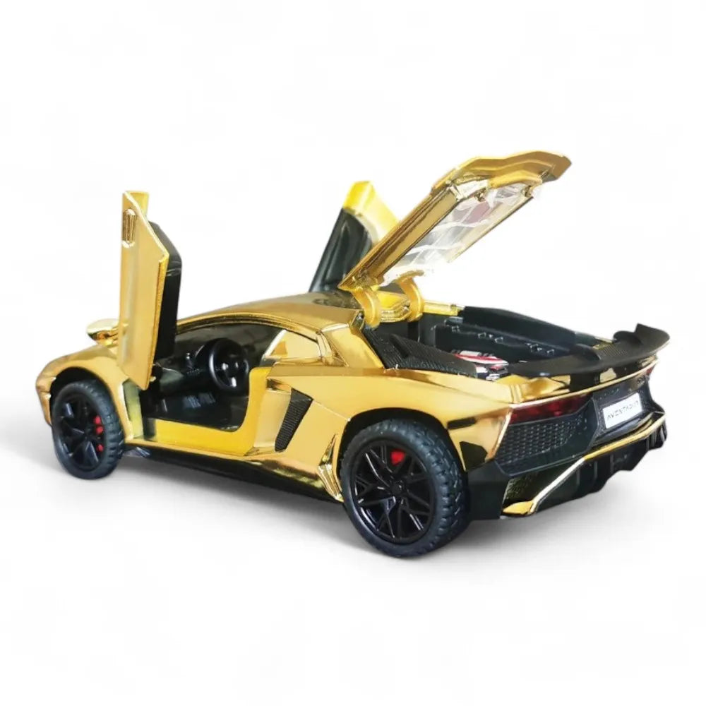 Carro em Miniatura Lamborghini Aventador SVJ LP 750 1:32 em Metal com Luzes e Som Detalhes - MiniRare