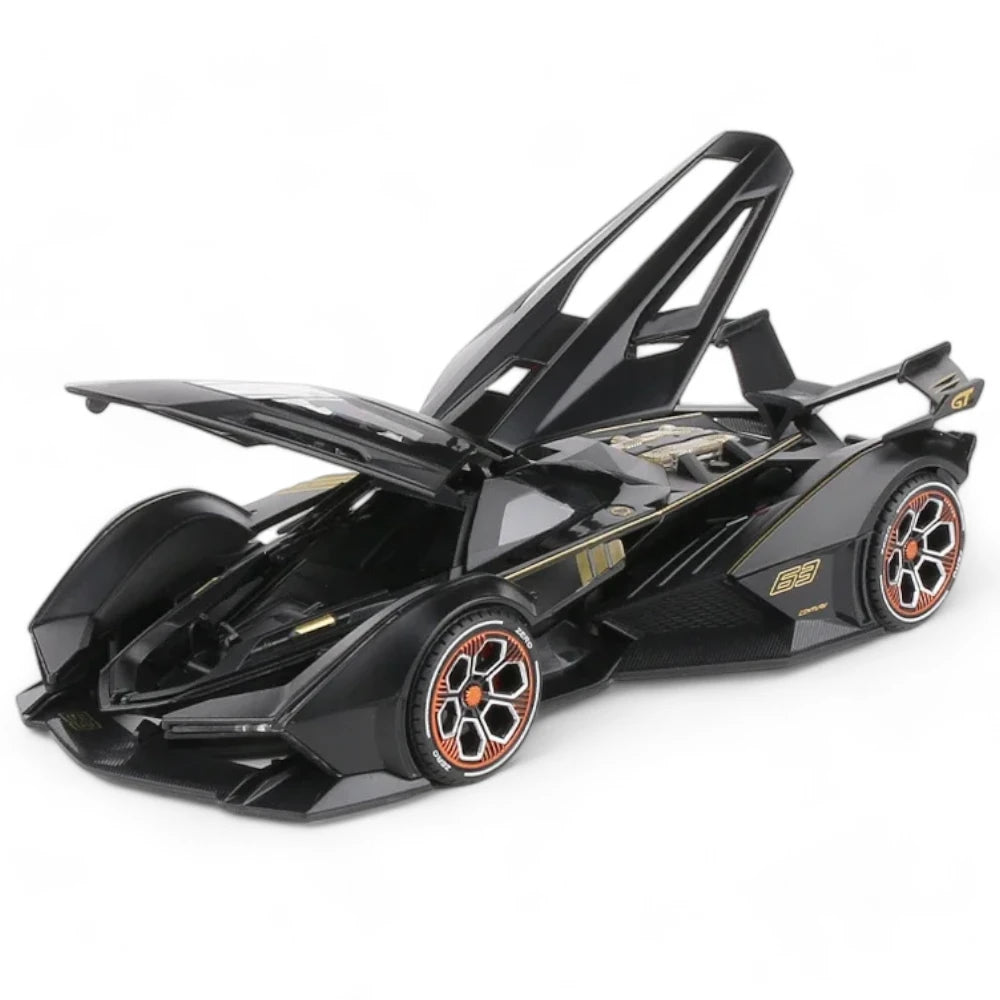 Carro em Miniatura Lamborghini Lambo V12 Vision Gran Turismo 1:24 em Metal com Luzes e Som preto2 - MiniRare