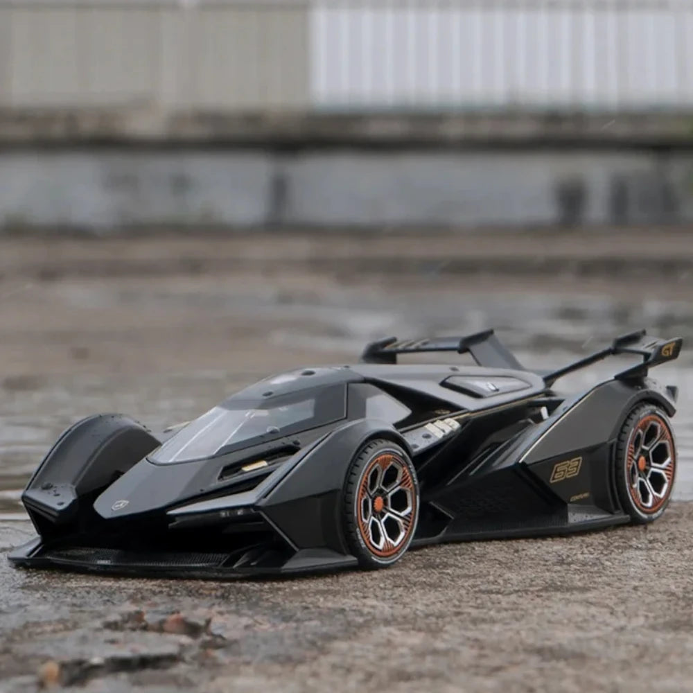 Carro em Miniatura Lamborghini Lambo V12 Vision Gran Turismo 1:24 em Metal com Luzes e Som preto5- MiniRare