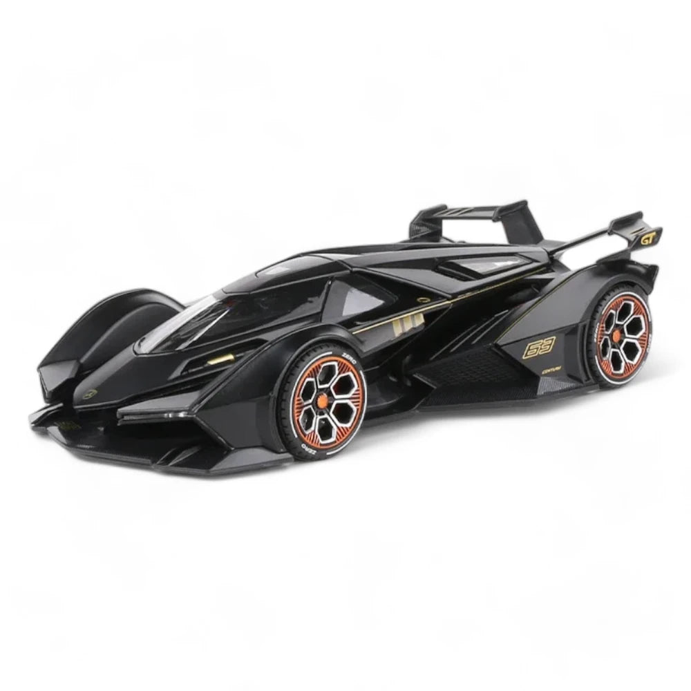Carro em Miniatura Lamborghini Lambo V12 Vision Gran Turismo 1:24 em Metal com Luzes e Som preto - MiniRare