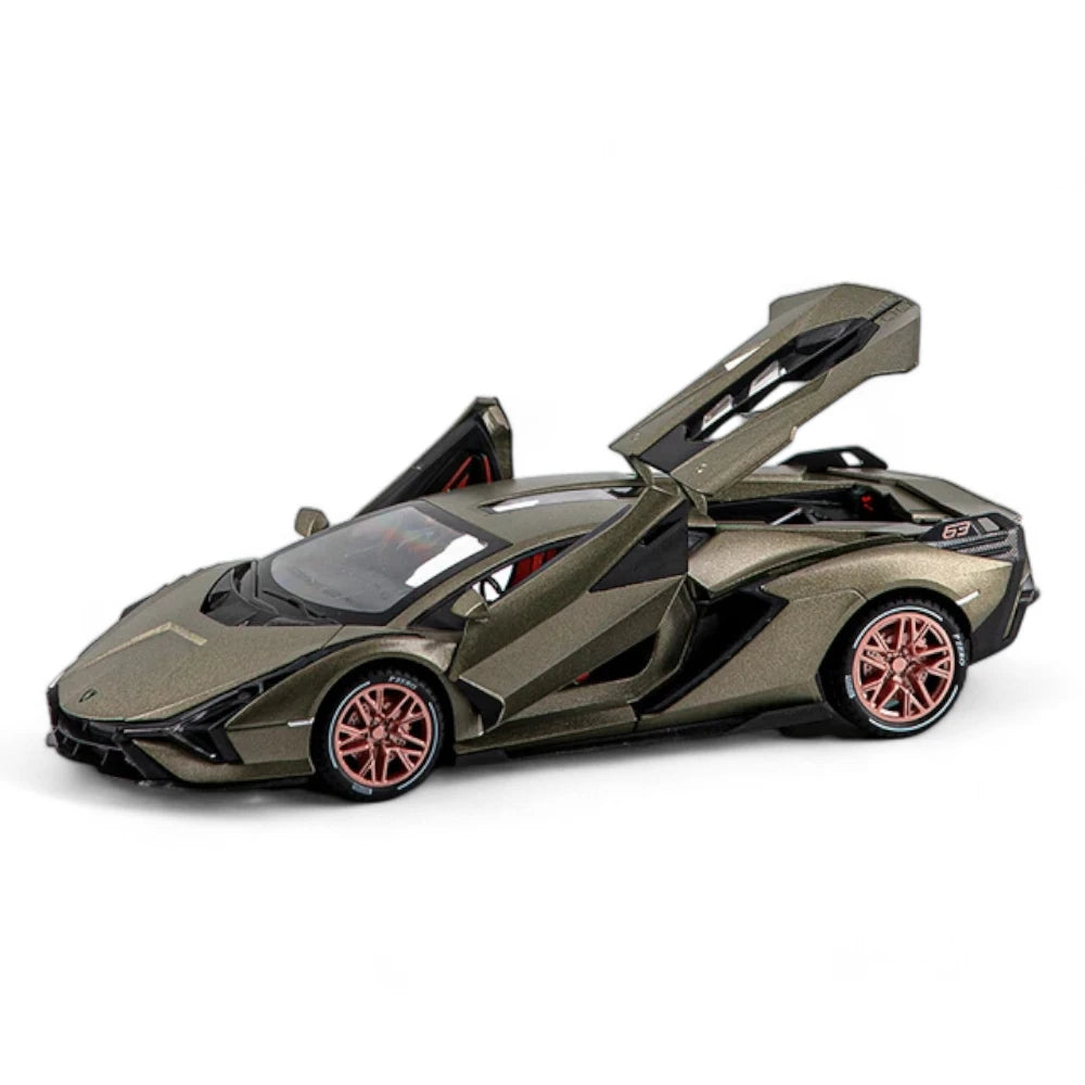 Carro em Miniatura Lamborghini SIÁN FKP 37 Escala 1:24 em Metal com Luzes e Som