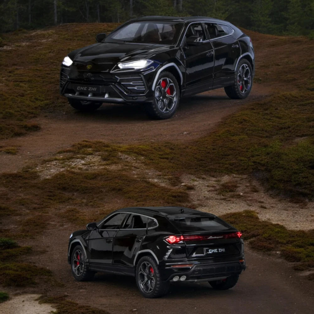 Carro em Miniatura Lamborghini URUS Bison 1:24 em Metal com Luzes e Som Preto - MiniRare