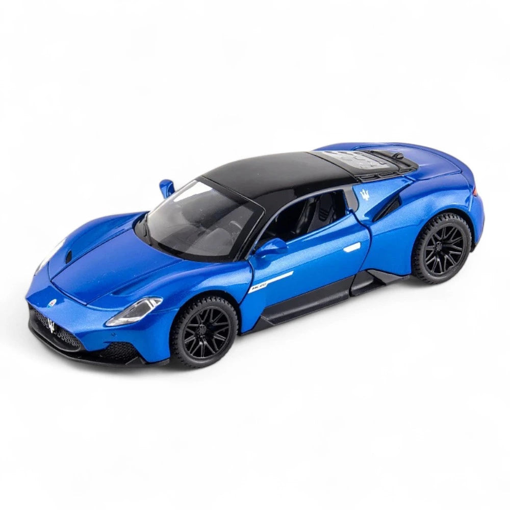 Carro em Miniatura Maserati MC20 1:32 em Metal com Luzes e Som Azul - MiniRare