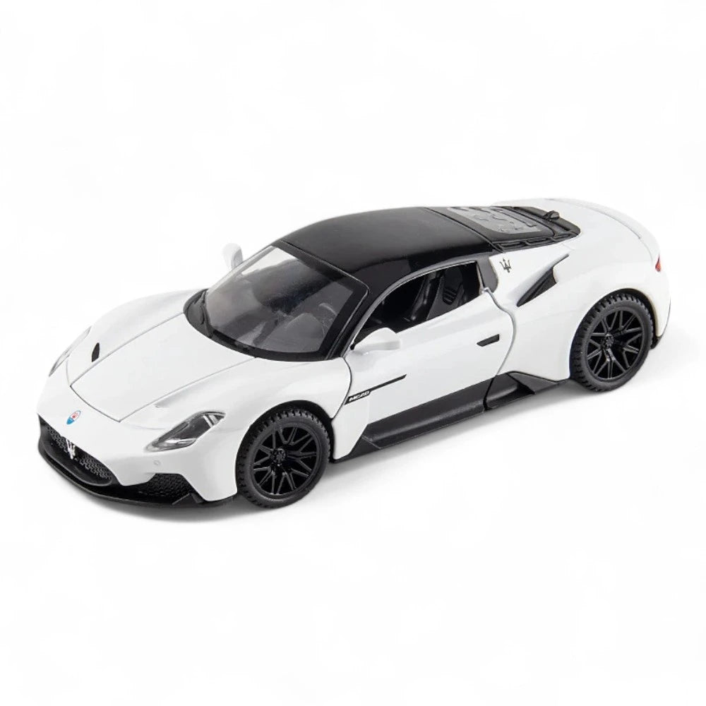 Carro em Miniatura Maserati MC20 1:32 em Metal com Luzes e Som Branco - MiniRare