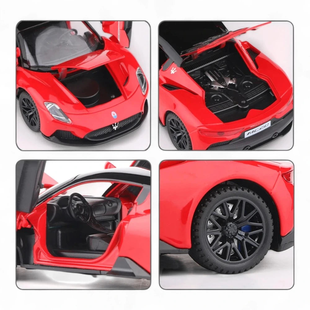 Carro em Miniatura Maserati MC20 1:32 em Metal com Luzes e Som Detalhes - MiniRare