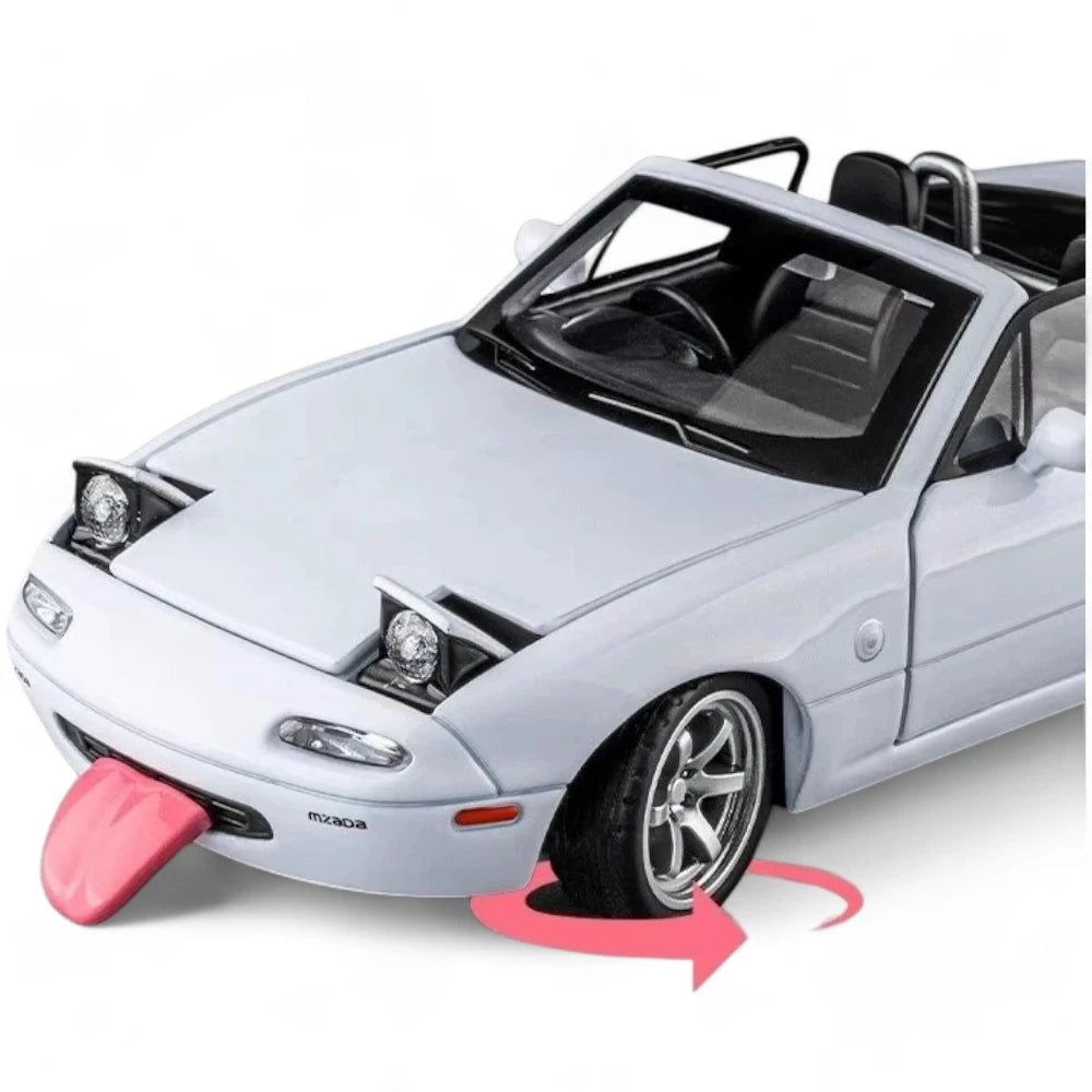  Carro em Miniatura Mazda MX-5 Miata 1:32 em Metal com Luzes e Som Branco1 - MiniRare