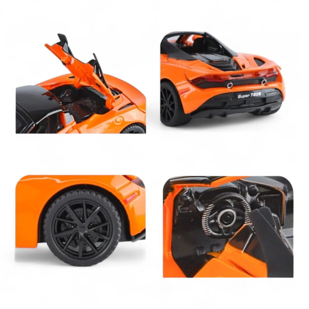 Carro em Miniatura McLaren 720S 1:32 em Metal com Luzes e Som interior - MiniRare