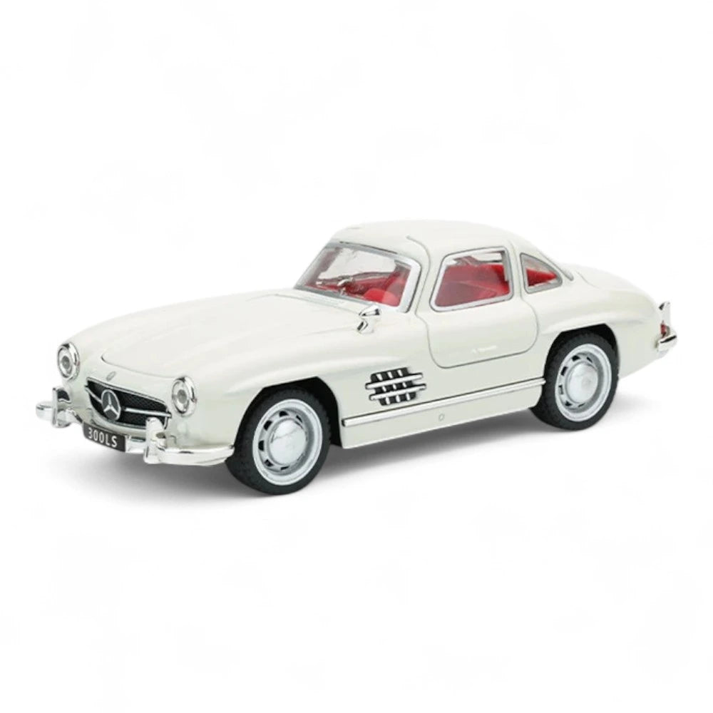 Carro em Miniatura Mercedes-Benz 300 SL 1957 1:32 em Metal com Luzes e Som    Branco - MiniRare