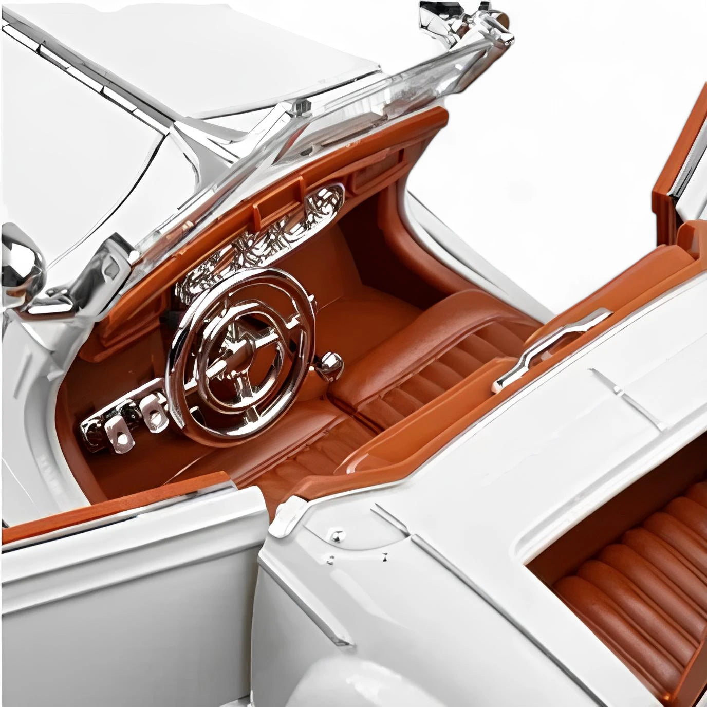 Carro em Miniatura Mercedes-Benz 500K Special Roadster 1936 1:24 na Cor Prata com Interior Detalhado - MiniRare