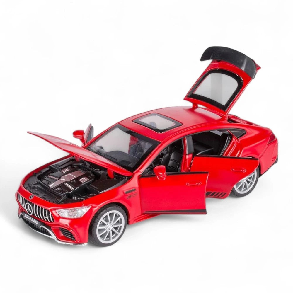 Carro em Miniatura Mercedes-Benz AMG GT 63 1:32 em Metal com Luzes e Som Vermelho - MiniRare