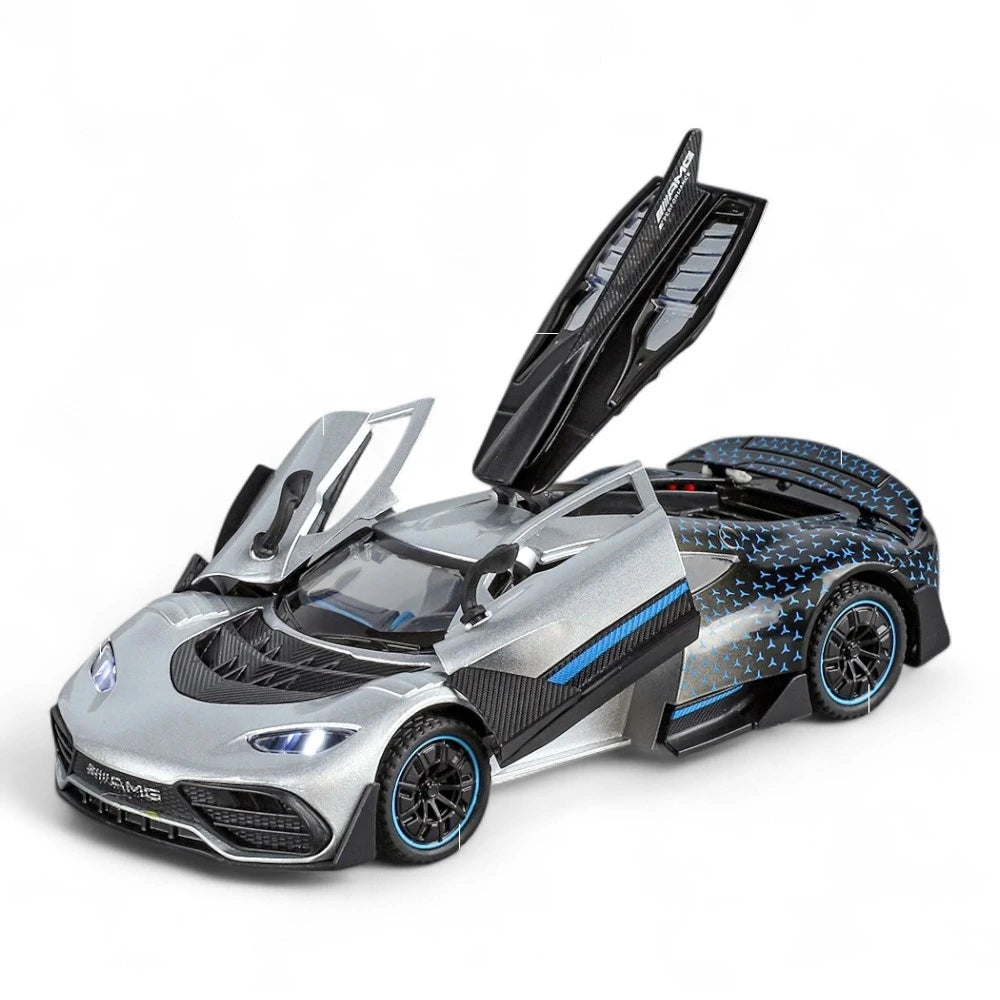 Carro em Miniatura Mercedes-Benz AMG One 1:32 em Metal com Luzes e Som Aberto - MiniRare