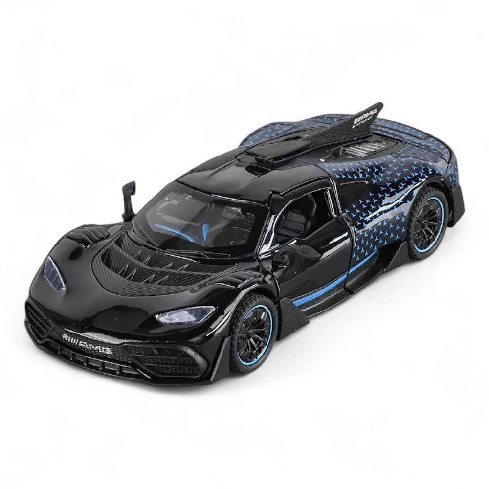 Carro em Miniatura Mercedes-Benz AMG One 1:32 em Metal com Luzes e Som Preto - MiniRare