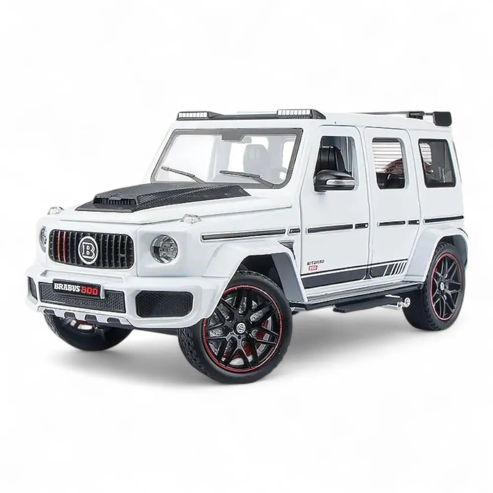 Carro em Miniatura Mercedes-Benz G63 AMG Brabus G700 1:32 em Metal com Luzes e Som Branco - MiniRare