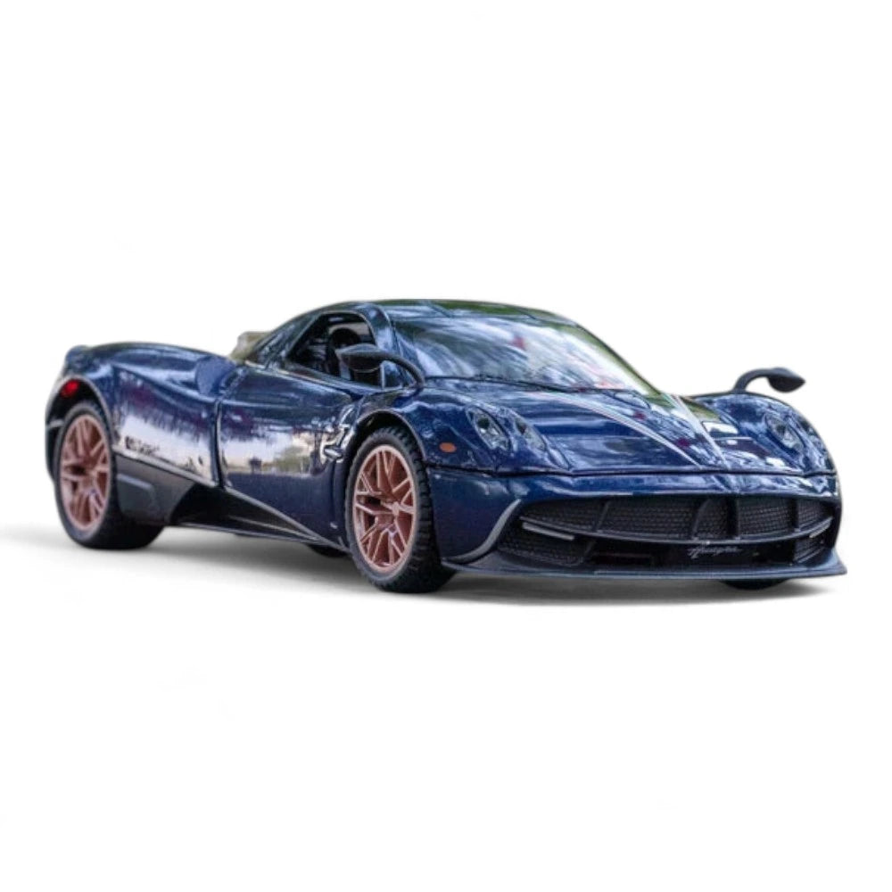 Carro em Miniatura Pagani Huayra Dinastia 1:32 em Metal com Luzes e Som Azul - MiniRare