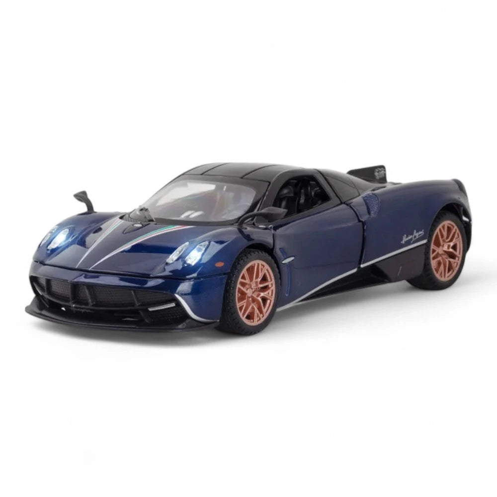 Carro em Miniatura Pagani Huayra Dinastia 1:32 em Metal com Luzes e Som Azul 1 - MiniRare