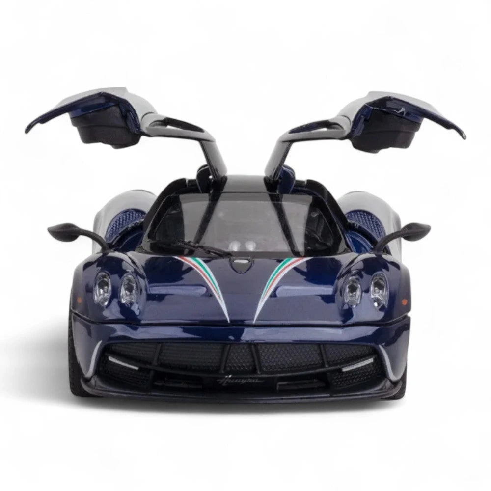 Carro em Miniatura Pagani Huayra Dinastia 1:32 em Metal com Luzes e Som Azul 2 - MiniRare