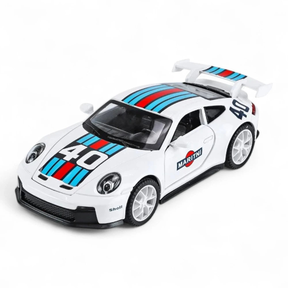 Carro em Miniatura Porsche 911 GT3 RS 1:32 em Metal com Luzes e Som Branco - MiniRare