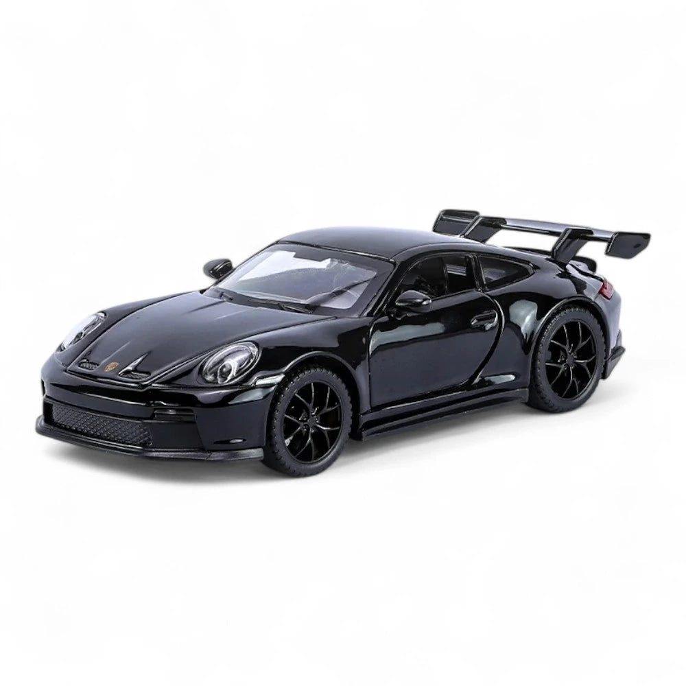 Carro em Miniatura Porsche 911 GT3 RS 1:32 em Metal com Luzes e Som Preto - MiniRare