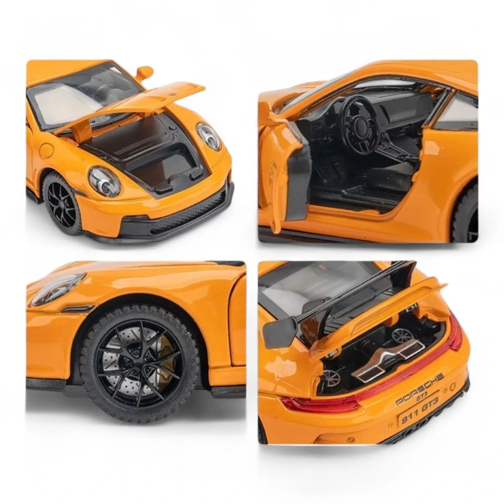 Carro em Miniatura Porsche 911 GT3 RS 1:32 em Metal com Luzes e Som detalhes - MiniRare