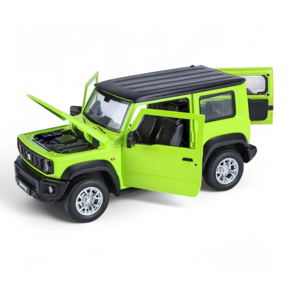 Carro em Miniatura Suzuki Jimny Verde 1:24 em Metal com Luzes e Som Aberto - MiniRare