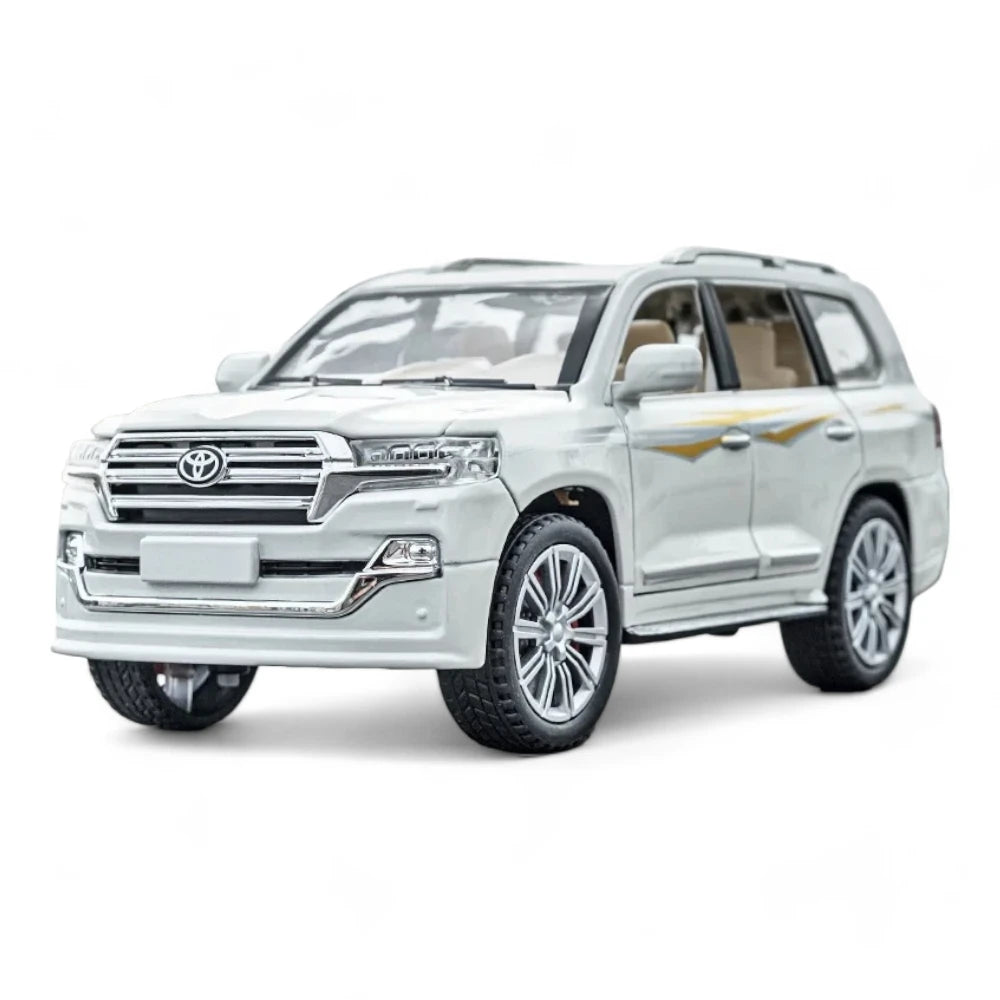 Carro em Miniatura Toyota Land Cruiser 1:24 em Metal com Luzes e Som Branco - MiniRare