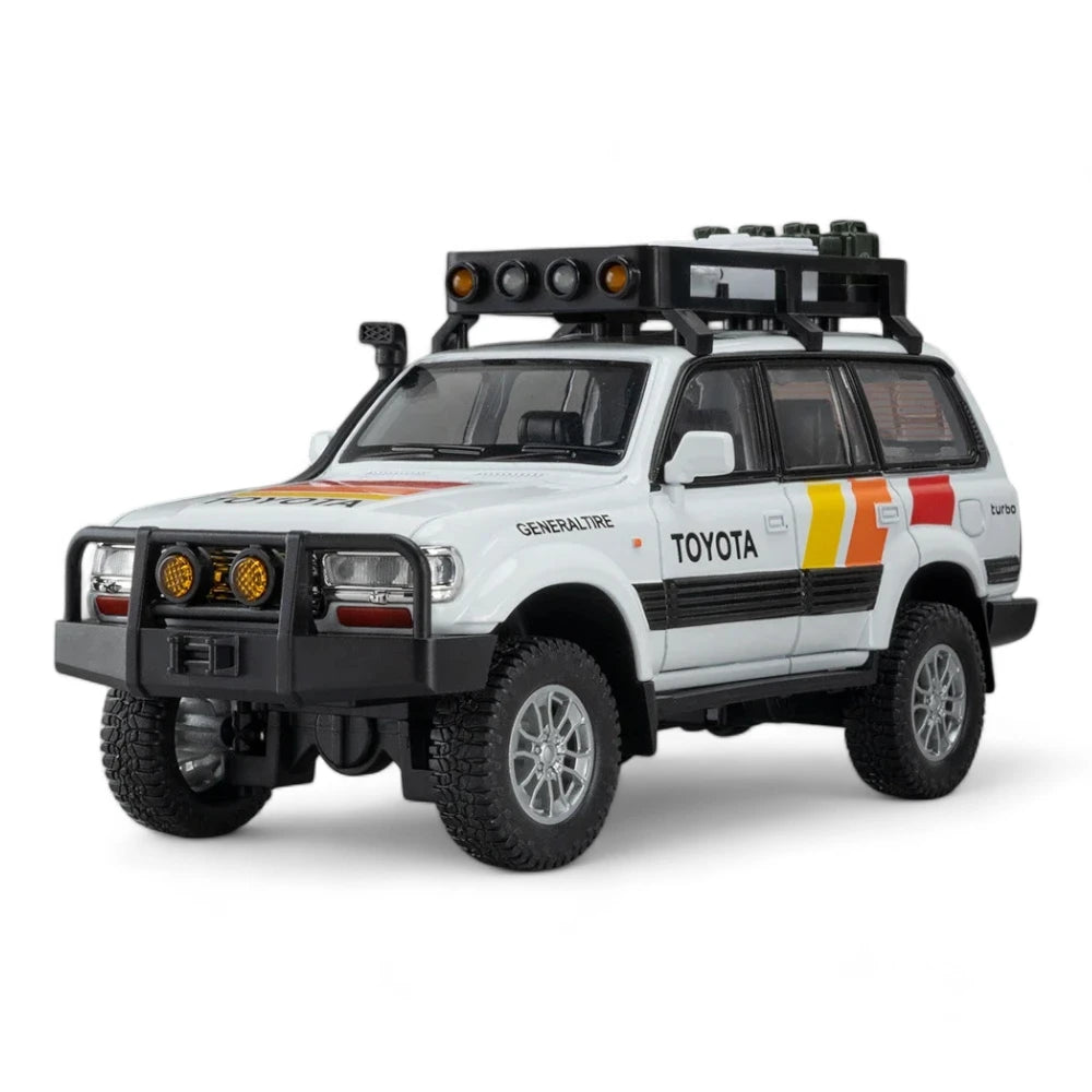 Carro em Miniatura Toyota Land Cruiser Lc80 Branco 1:24 em Metal com Luzes e Som - MiniRare