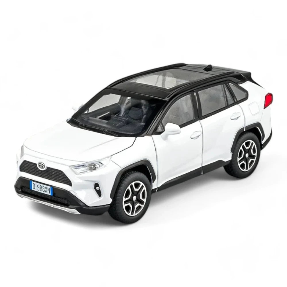 Carro em Miniatura Toyota RAV4 1:32 em Metal com Luzes e Som Branco - MiniRare