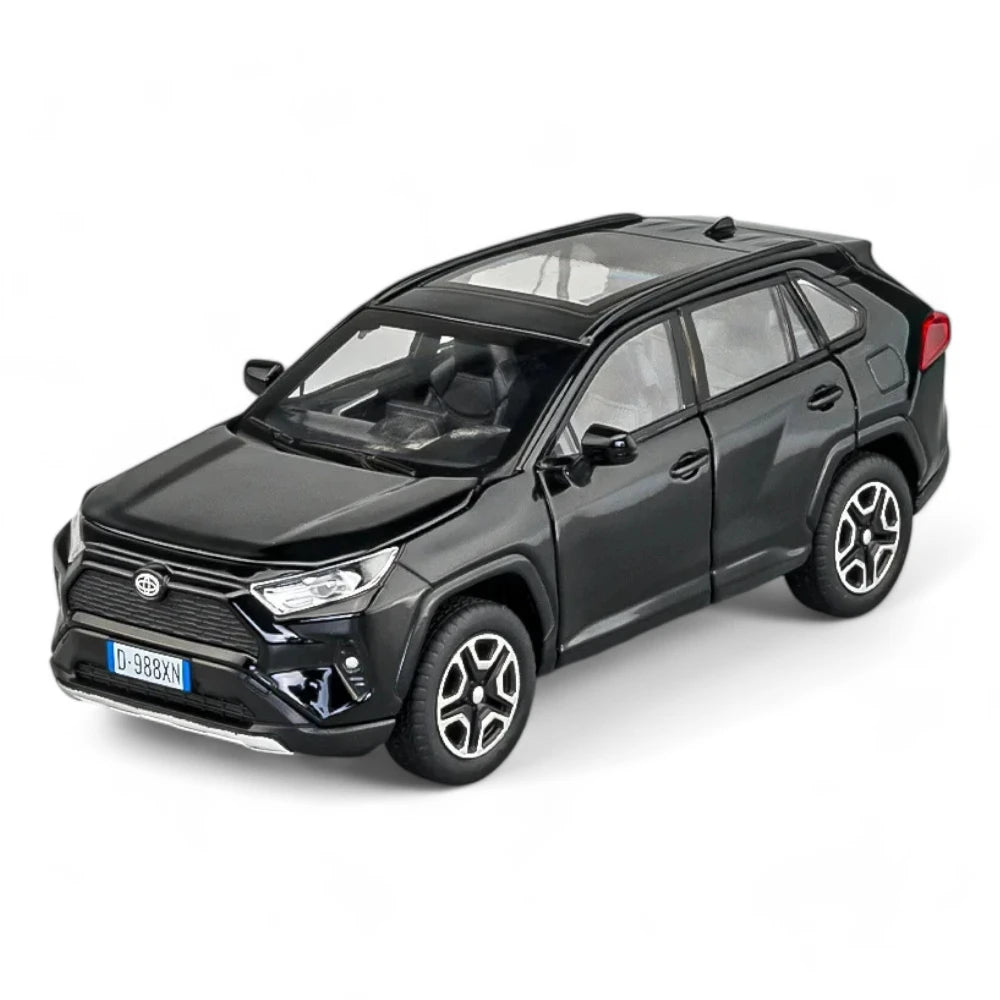 Carro em Miniatura Toyota RAV4 1:32 em Metal com Luzes e Som Preto - MiniRare