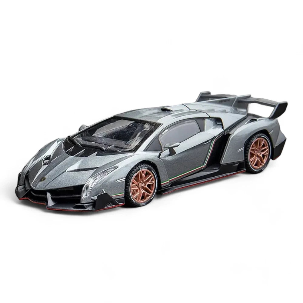 Carro em miniatura Lamborghini Veneno 1:24 em Metal com Luzes e Som - MiniRare