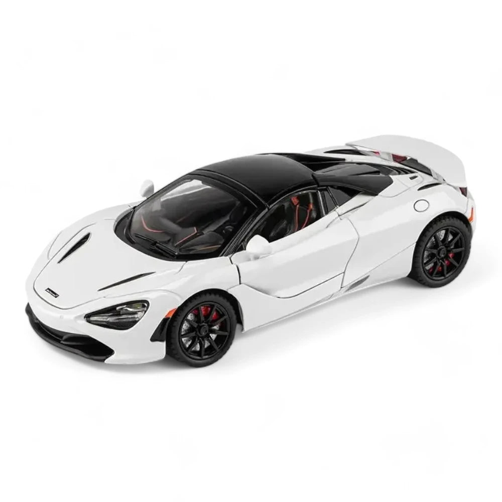 Carro em miniatura McLaren 720S 1:24 em Metal com Luzes Branco e Som