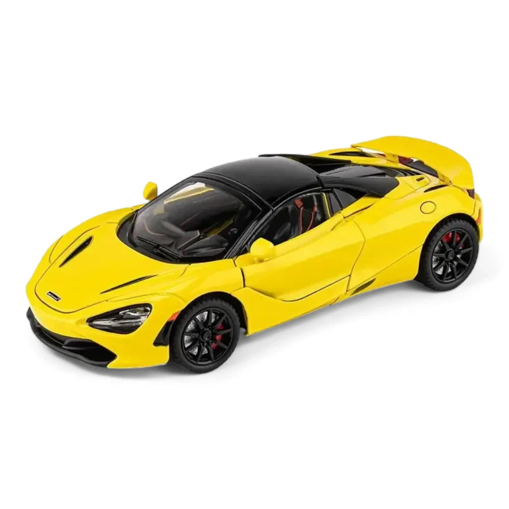 Carro em miniatura McLaren 720S 1:24 em Metal com Luzes amarelo e Som