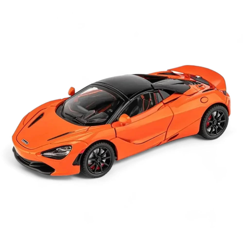 Carro em miniatura McLaren 720S 1:24 em Metal com Luzes e Som laranja