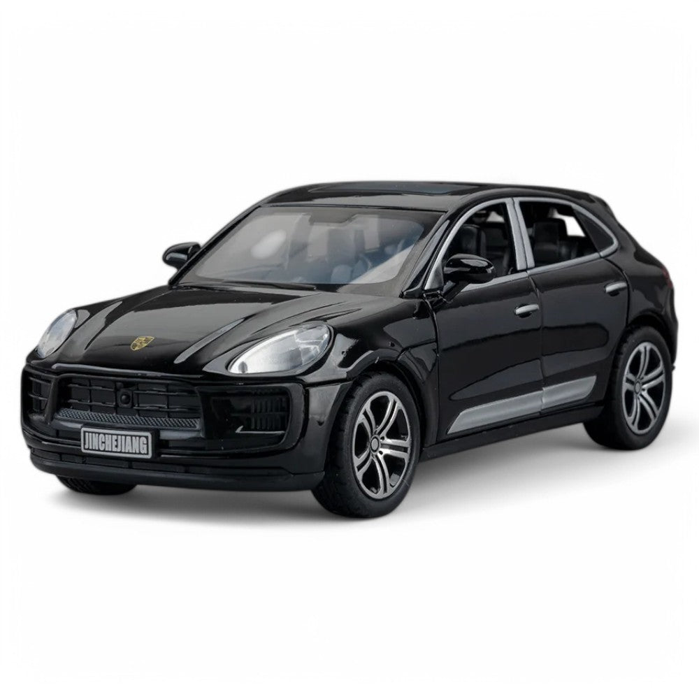 Carro em miniatura Porsche Macan T 1:32 em Metal com Luzes e Som preta - MiniRare