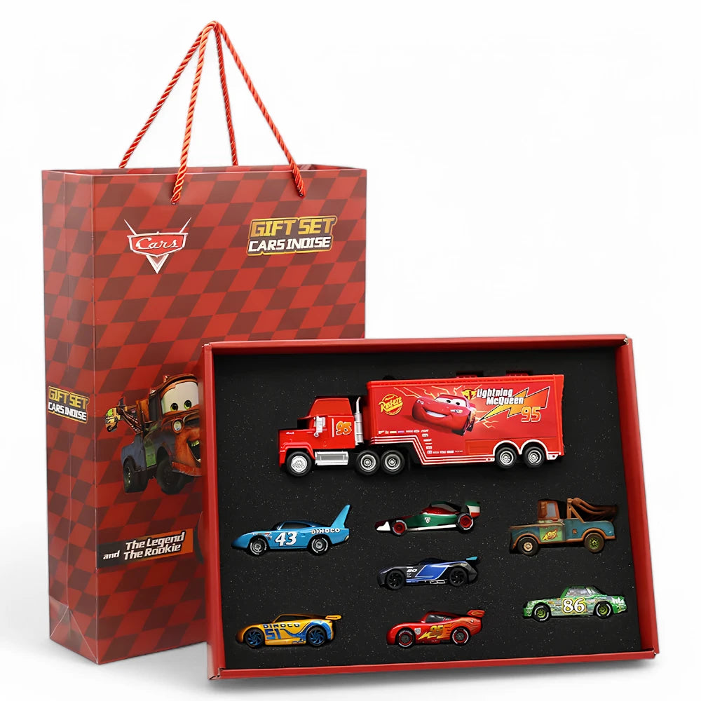 Kit 8 Miniaturas em Metal Filme Carros Relâmpago McQueen + Embalagem de Presente - MiniRare